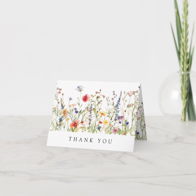 Vildblomma Bröllop Tacksamhetskort Tack Kort (Framsida)