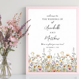 Vildblomma Bröllop Välkomstskylt Poster