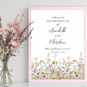 Vildblomma Bröllop Välkomstskylt Poster
