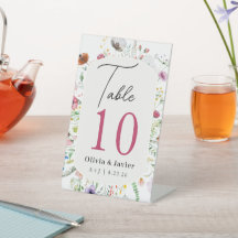 Vildblomma Bröllops Bord Nummer