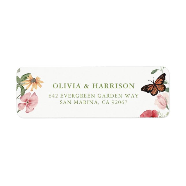Vildblomma Bröllops Returadressetiketter Returadress Etikett (Framsidan)