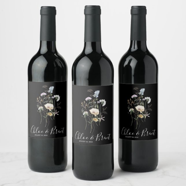 Vildblomma Bröllops Vinkrus Etikett (Flaskor)