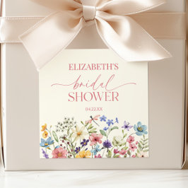 Vildblomma Bröllopsdusch Fyrkantigt Klistermärke