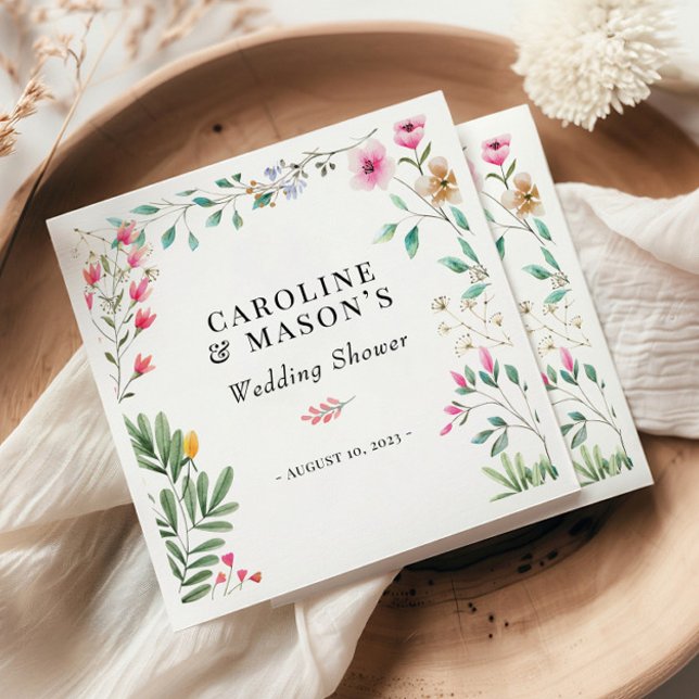 Vildblomma Bröllopsdusch i akvarell Pappersservett (Skapare uppladdad)