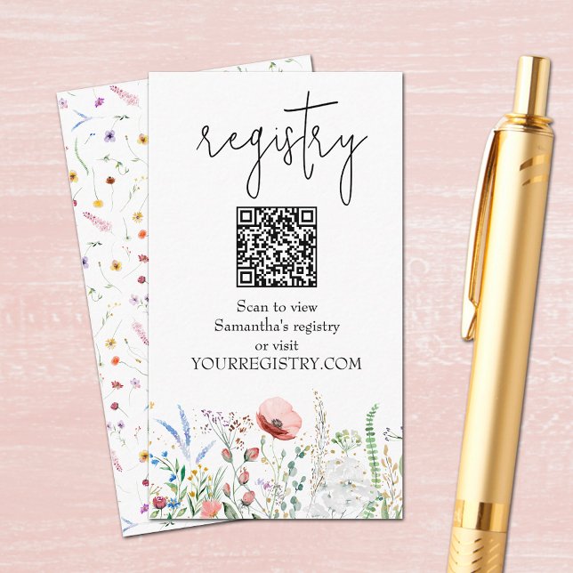 Vildblomma Bröllopsdusch Registry Tilläggskort (Wildflower Bridal Shower Registry Enclosure Cards 3.5" x 2")
