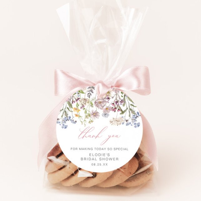 Vildblomma Bröllopsfest Rund Förmånsetikett Blommi Gåvor Etiketter (Skapare uppladdad)