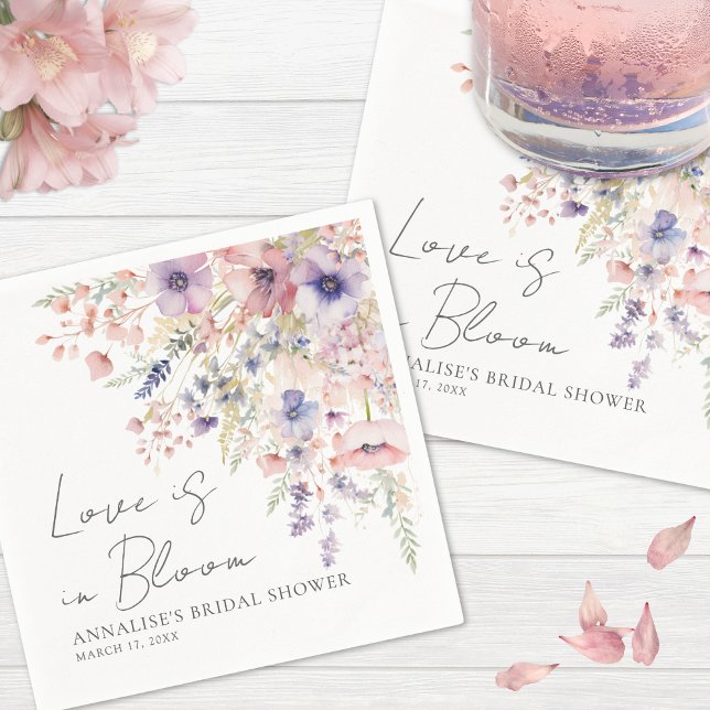 Vildblomma Bröllopsfest Servetter (Wildflower Floral Bridal Shower Napkins)