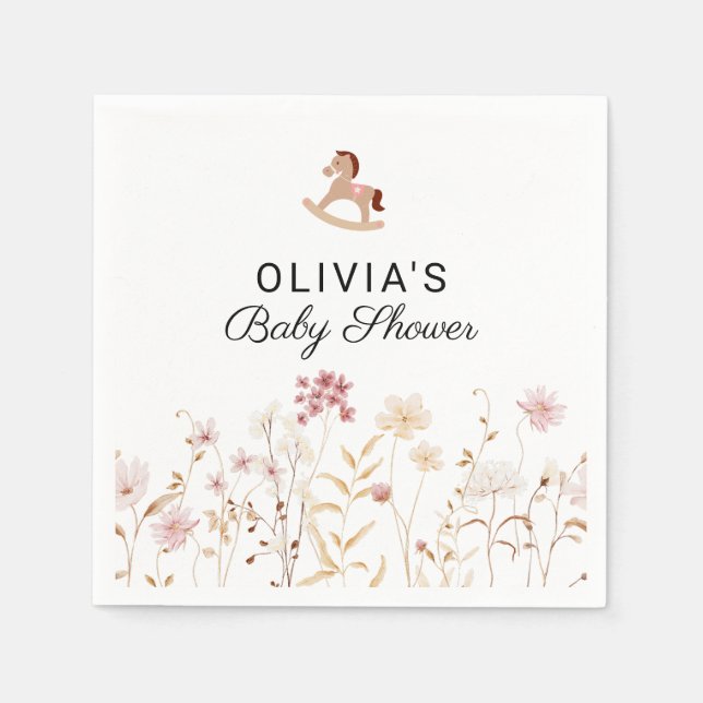 Vildblomma Chic Blommig Boho Baby Shower Papper Pappersservett (Framsidan)