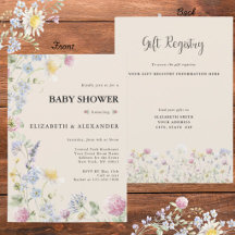 Vildblomma Dubbelsidigt Par Babyshower-inbjudan