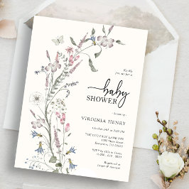 Vildblomma Elegant Bebis Shower Inbjudningar