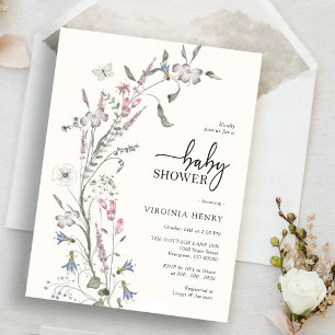Vildblomma Elegant Bebis Shower Inbjudningar