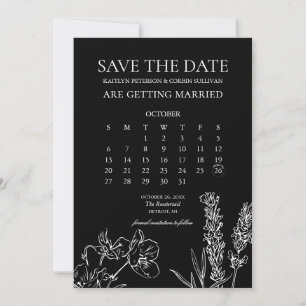 Vildblomma Elegant Gotisk Kalender Spara Datum Inbjudningar