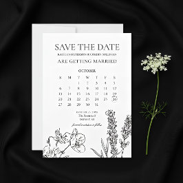 Vildblomma Elegant Kalender Spara Datumet Inbjudningar