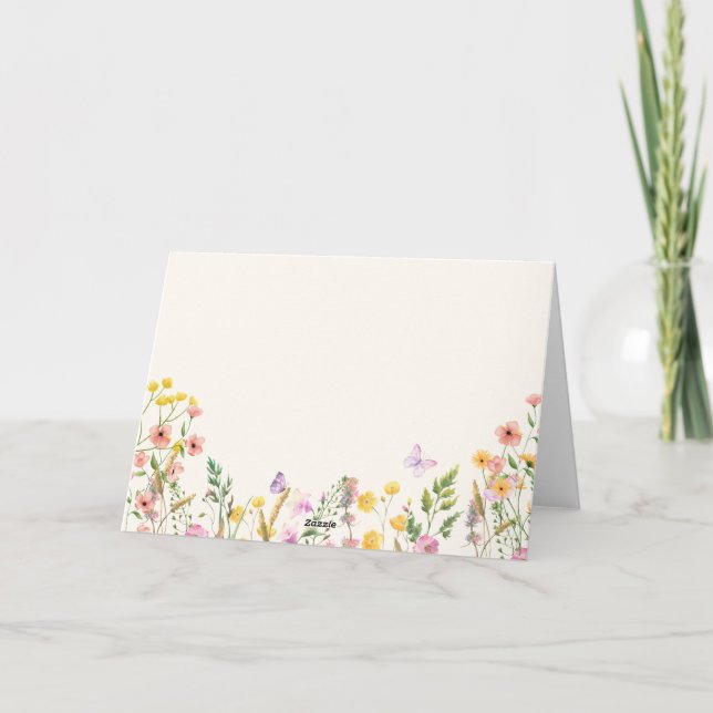 Vildblomma Elegant vår baby shower Tack Kort (Baksida)