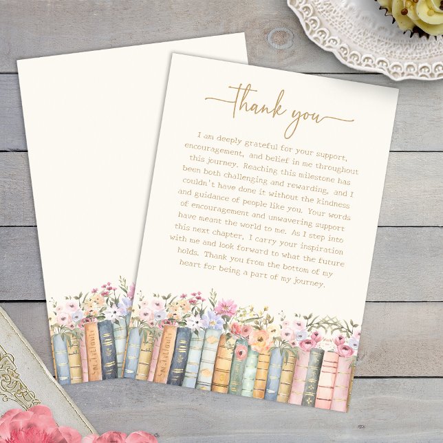 Vildblomma Examen Tacksamhetskort Tack Kort (Watercolor Wildflower Books Graduation Thank You Card by Painted Paperie
)
