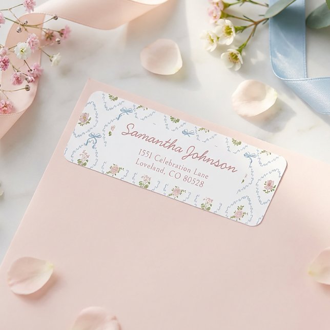 Vildblomma Examenstårtas Returadress Etikett (Skapare uppladdad)