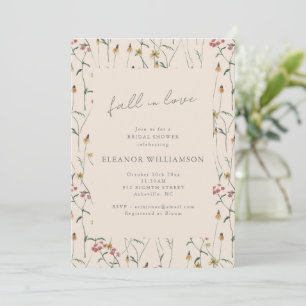 Vildblomma Fall in Love Bröllopsdusch Boho Blommig Inbjudningar