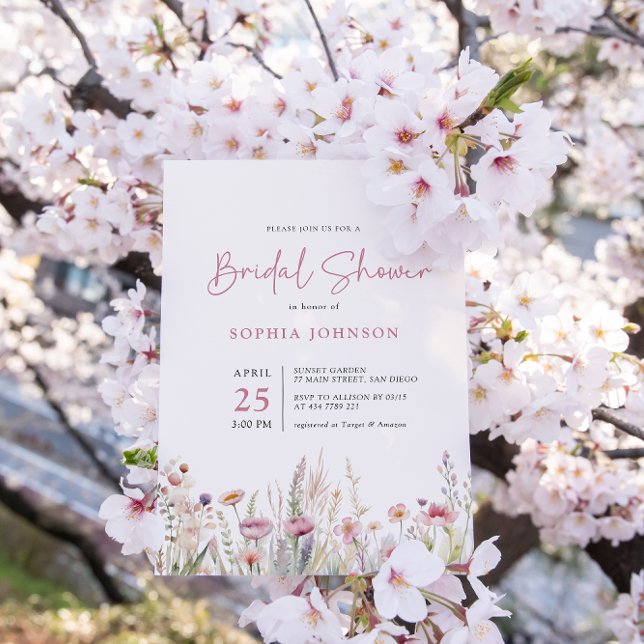 Vildblomma Fält Bröllopsdusch Vattenfärg Vår  Inbjudningar (Skapare uppladdad)