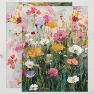Vildblomma Färgrik Oljemålning Scrapbookpapper