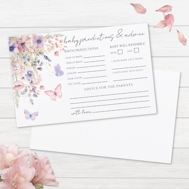 Vildblomma Fjäril Bebis Råd Prognos Kort (Wildflower Butterfly Baby Advice Predictions Card )