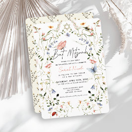 Vildblomma Fjäril Bina Bar Mitzvah Inbjudningar