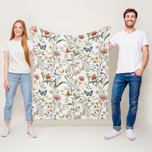 Vildblomma Fjäril Blommig Trädgård Fleecefilt