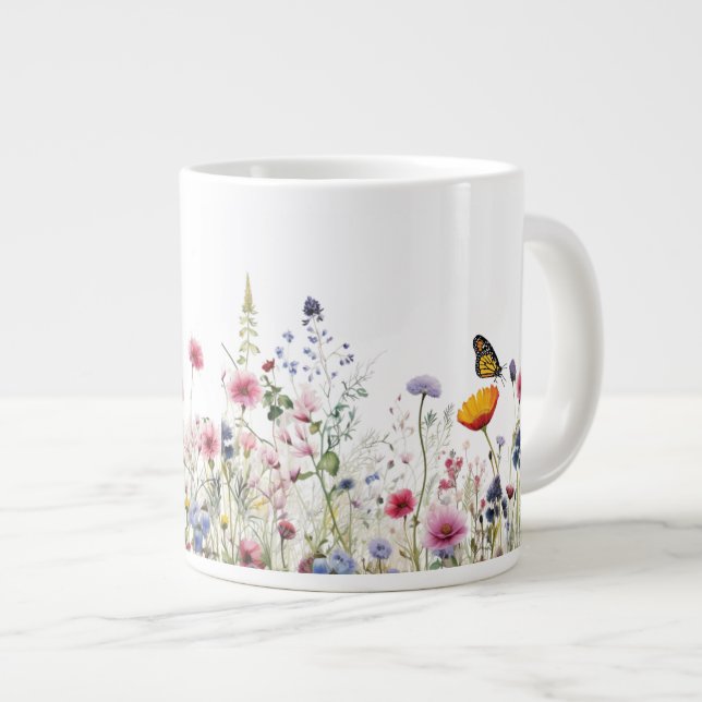 Vildblomma Fjäril Botanisk Trädgård Blommig Mönste Jumbo Mugg (Framsida höger)