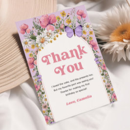 Vildblomma Fjäril Födelsedag Tack Inbjudningar