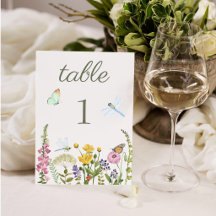 Vildblomma Fjäril Trollslända Akvarell Bröllop