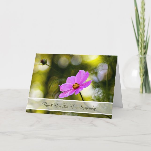 Vildblomma för kosmos för sympatitackafton rosa tack kort (Framsida)