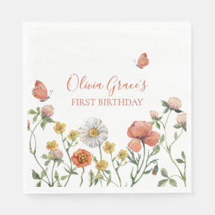 Vildblomma första födelsedagsfest pappersservett