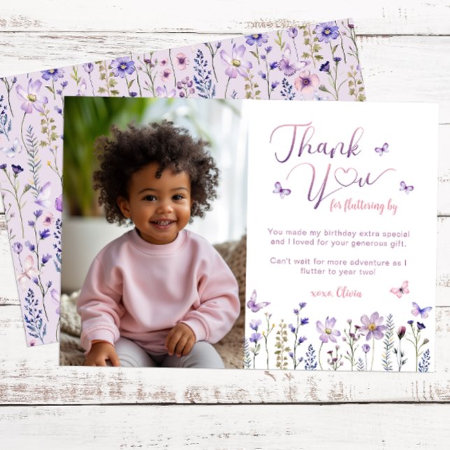 Vildblomma Foto Födelsedags Tackkort Tack Kort (Photo Thank You Card)