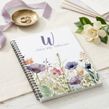 Vildblomma Framtida Fru Monogram Elegant Lila