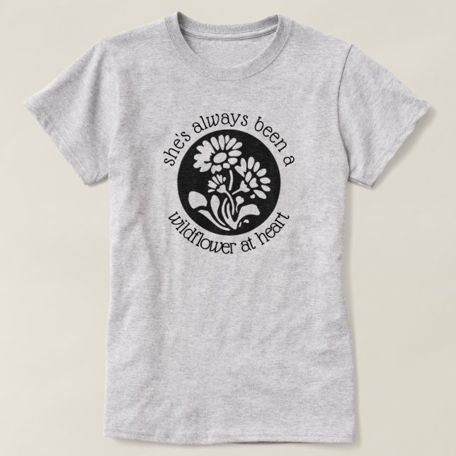 "Vildblomma grafisk T-tröja på för hjärta" T Shirt (Design framsida)