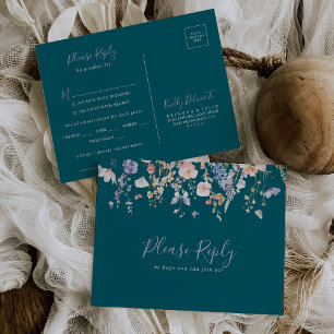 Vildblomma Grön meny val RSVP vykort