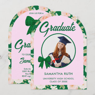Vildblomma Grön Rutig Bandana Foto Examen Inbjudningar