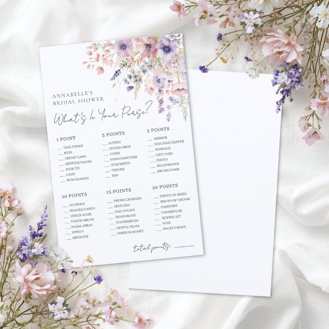 Vildblomma handväskan Bröllopsdusch spel (Wildflower Purse Bridal Shower Game)