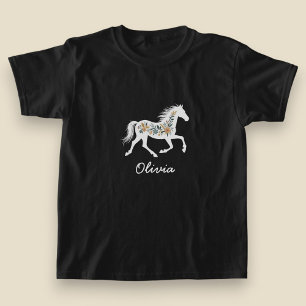 Vildblomma Häst med Ditt Namn Country Western T Shirt