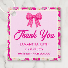 Vildblomma Hetrosa Gingham-slinga Examenstårtor Gåvor Etiketter