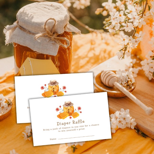 Vildblomma Honey Bee Blöja Lotteri Baby Shower  Tilläggskort (Wildflower Honey Bee Diaper Raffle Baby Shower Enclosure Card)