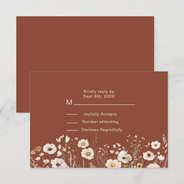 Vildblomma Höst Bröllop Blommig Bröllop OSA Kort (Fram/baksida)