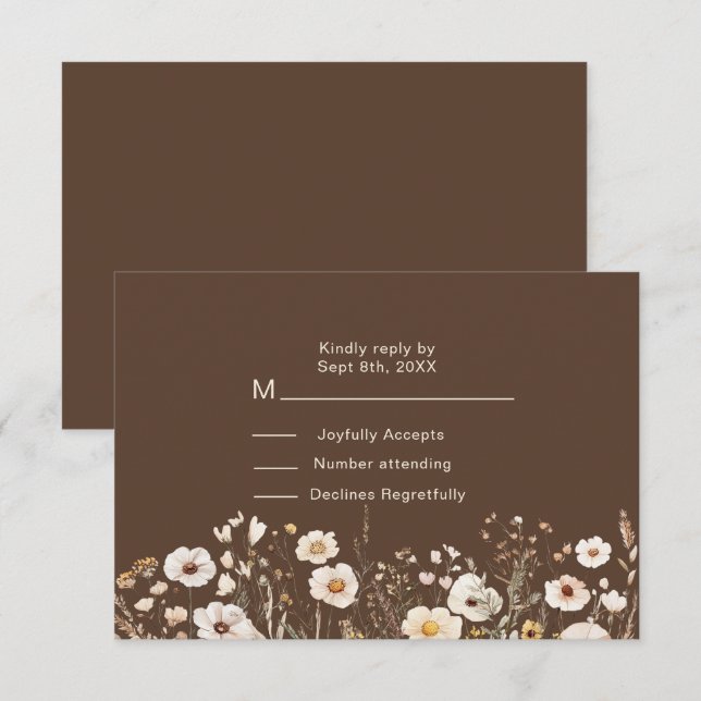 Vildblomma Höst Bröllop Blommig Bröllopsfest OSA Kort (Fram/baksida)