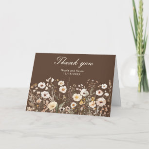 Vildblomma Höst Bröllop Blommig Tack Kort