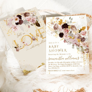 Vildblomma Höst Elegant Guld Babyflicka Shower Inbjudningar