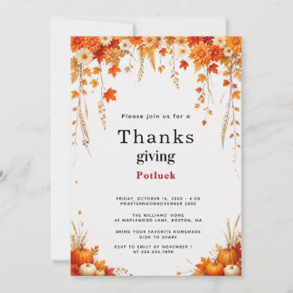 Vildblomma Höst Thanksgiving Potluck Inbjudan