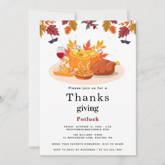 Vildblomma Höst Thanksgiving Potluck Inbjudan