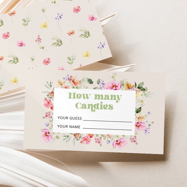 Vildblomma Hur många godisar Babyshowerlek Tilläggskort (Skapare uppladdad)