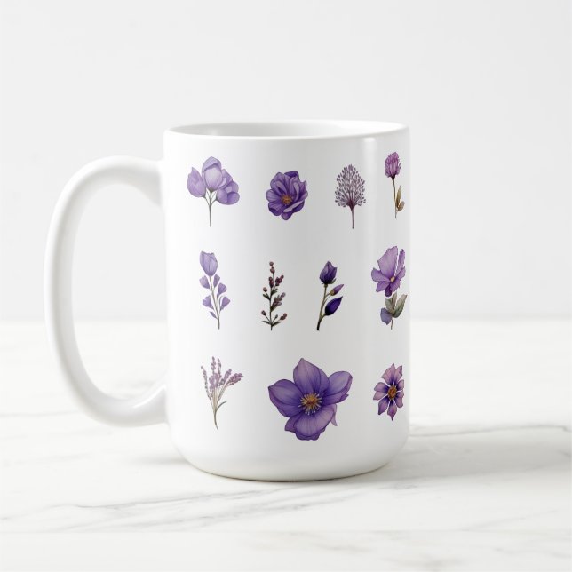 Vildblomma i lila akvarell kaffemugg (Vänster)