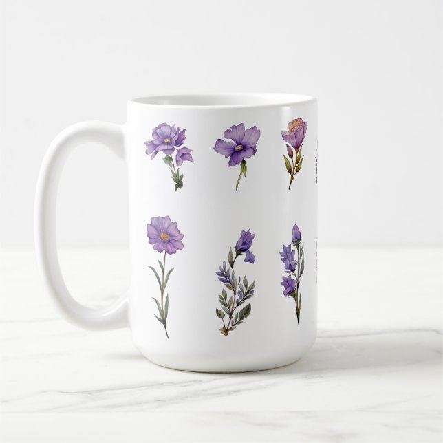 Vildblomma i lila akvarell kaffemugg (Vänster)