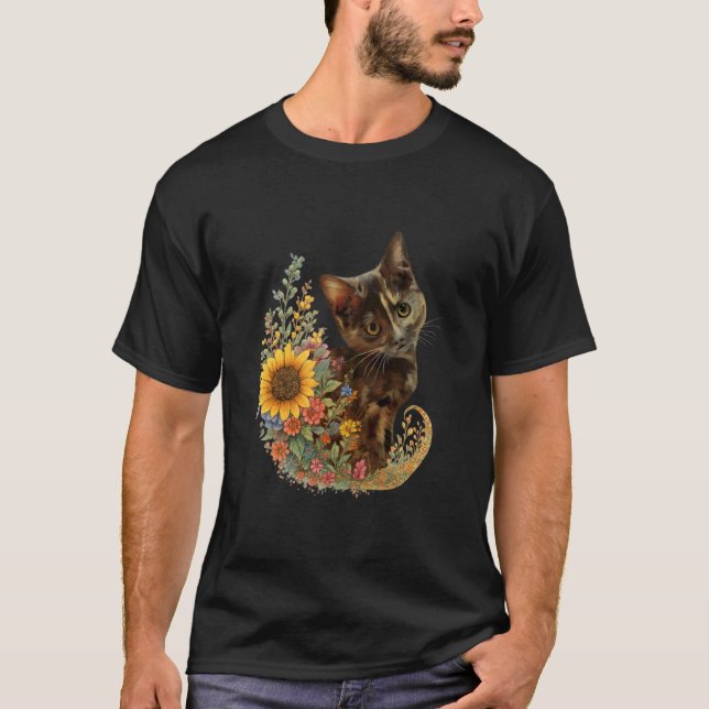 Vildblomma Kalik katt T Shirt (Framsida)